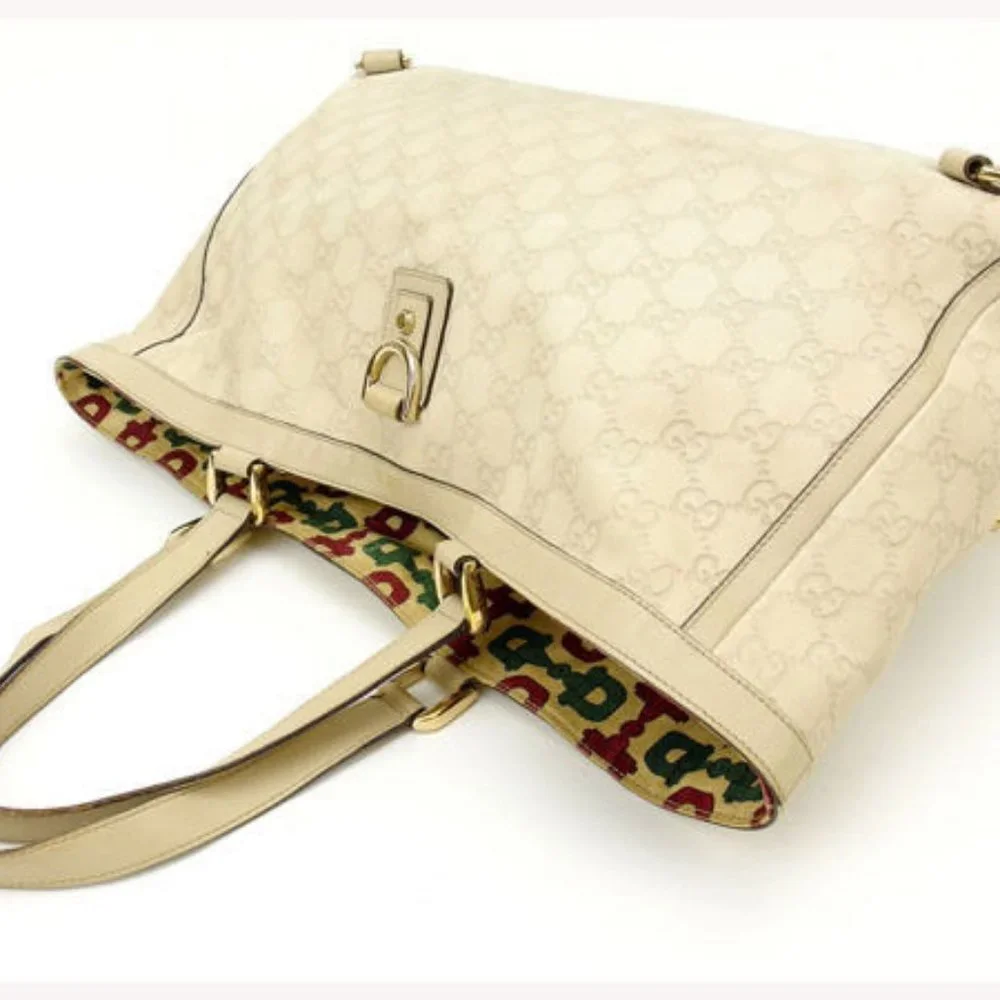 Gucci Tote bag Guccissima White Woman Authentic Used Y1032 - Picture 2 of 6